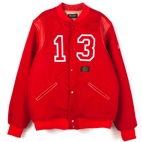 BRATSON브랫슨_FAKE ALL YOU WANT VARSITY JACKET RED