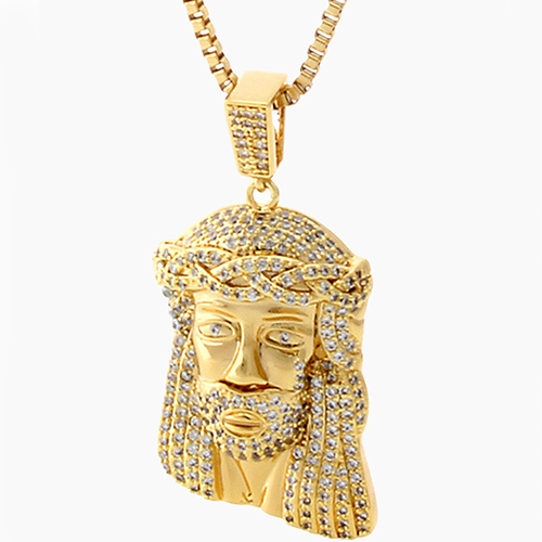 KINGICE킹아이스_Gold CZ Jesus Piece Necklace Medium