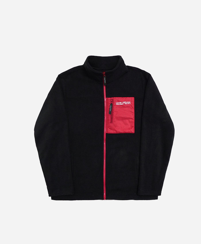 IAMNOTAHUMANBEING아임낫어휴먼비잉_[17W] Basic Logo Fleece Jacket(Black/red)