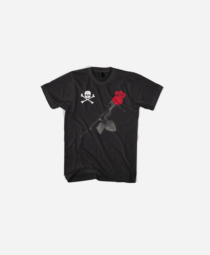 BLACKSCALE 블랙스케일_BLACKSCALE Skull &amp; Rose T-Shirt Black