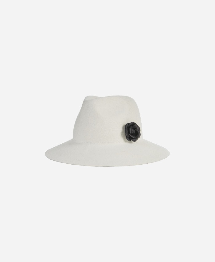 VARZAR바잘_Varzar Camellia wool floppy hat cream