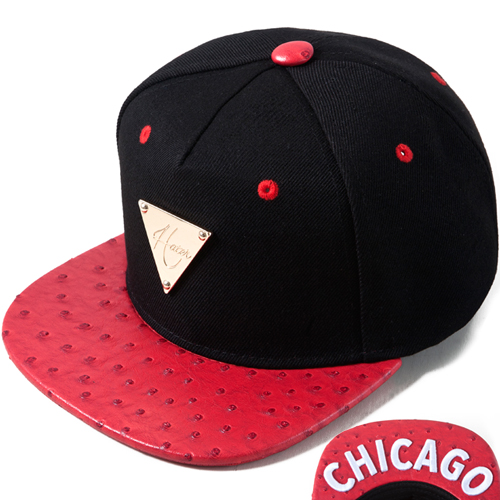 HATER헤이터_Chicago  Black with Red Ostrich Brim snapback