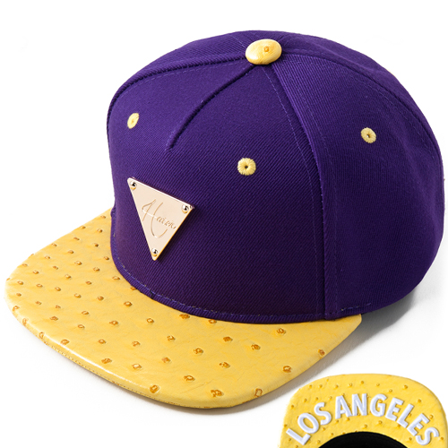 HATER헤이터_Los Angeles Purple with Yellow Ostrich Brim snapback