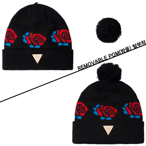 HATER헤이터_ Rose Beanie with Removable Pom