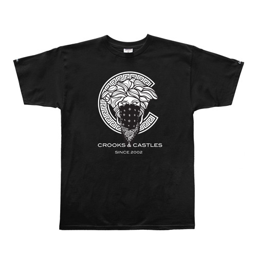 CROOKS &amp; CASTLES크룩스앤캐슬_ Men&#039;s Knit Crew T-Shirt - Greco Medusa