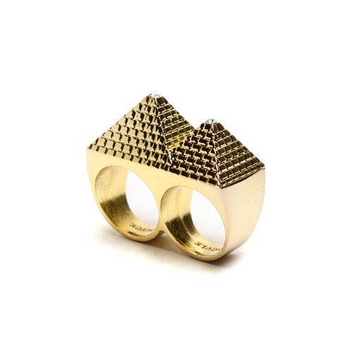 BLACK SCALE블랙스케일_Pyramid 2 Finger Ring, Gold