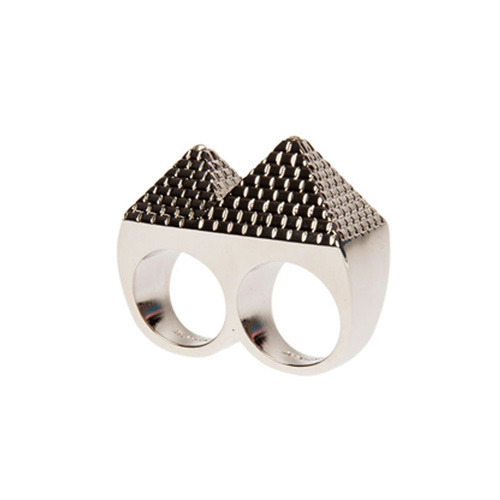BLACK SCALE블랙스케일_Pyramid 2 Finger Ring, Silver