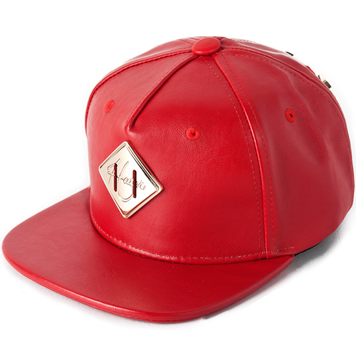 HATER헤이터_Gold Metal Lash Tab (Metel Gothic On The Back) Red Snapback