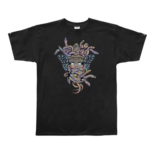 CROOKS &amp; CASTLES크룩스앤캐슬_Men&#039;s Knit Crew T-Shirt - Surreal Medusa