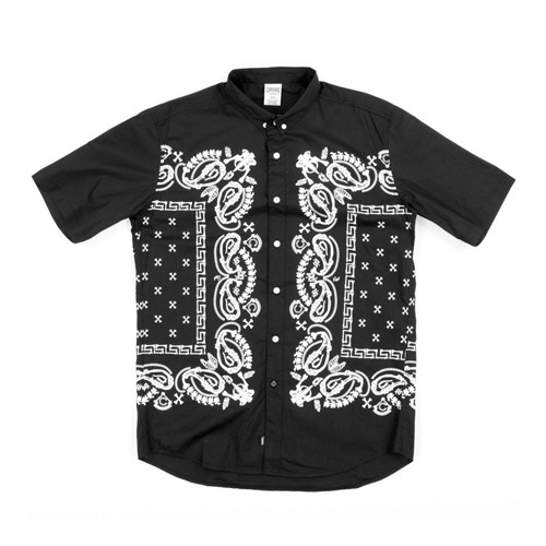 CROOKS &amp; CASTLES크룩스앤캐슬_Men&#039;s Woven S/S Shirt - Corpse Paisley(Black)