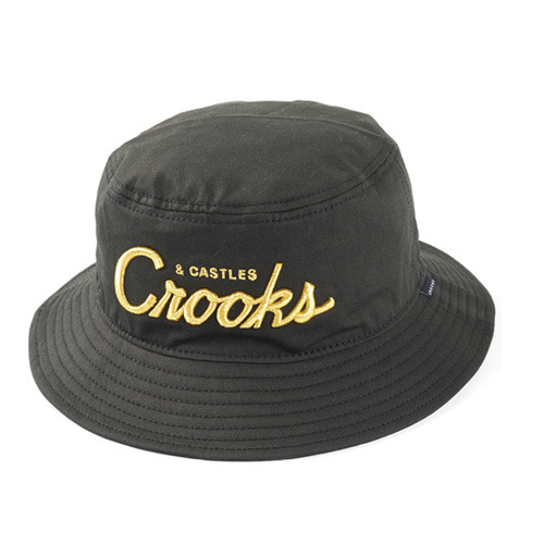 CROOKS &amp; CASTLES크룩스앤캐슬_Men&#039;s Woven Bucket Hat - Team Crooks (Black)