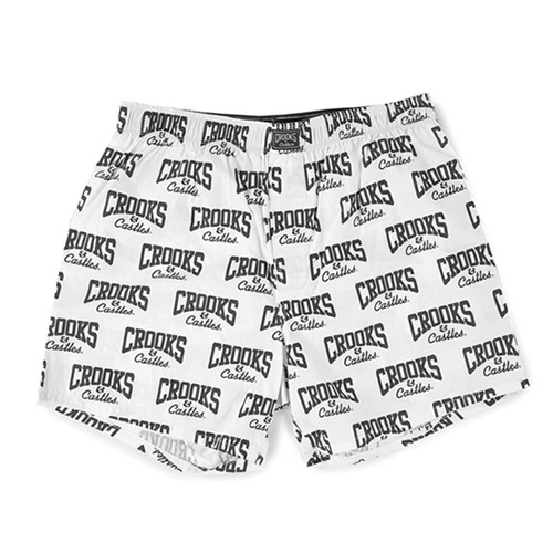 CROOKS &amp; CASTLES크룩스앤캐슬_Men&#039;s Knit Boxers - Core Logo (White/Black)
