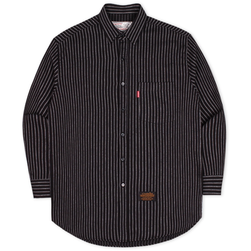 UNDERAIR언더에어_Oversize Double Chain Stripe Shirts - Black