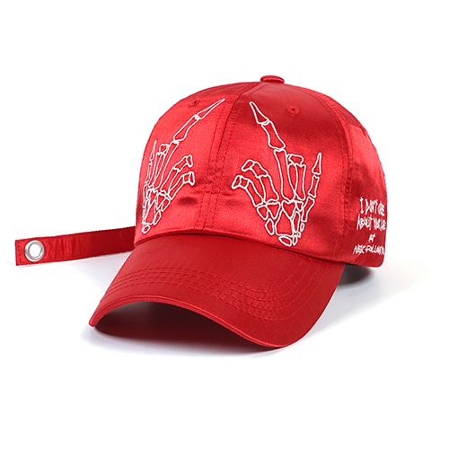 STIGMA스티그마 BONES SATIN BASEBALL CAP RED