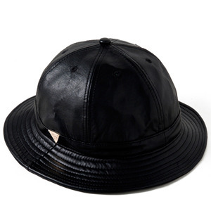 HATER헤이터_ FULL GRAIN BLACK LEATHER BUCKET HAT(black)