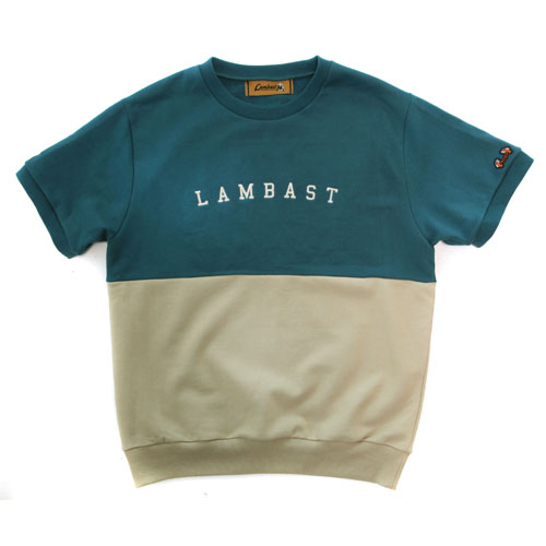 LAMBAST램배스트_SHORT SLEEVE COTTON CREWNECK(blue-green/BEIGE)